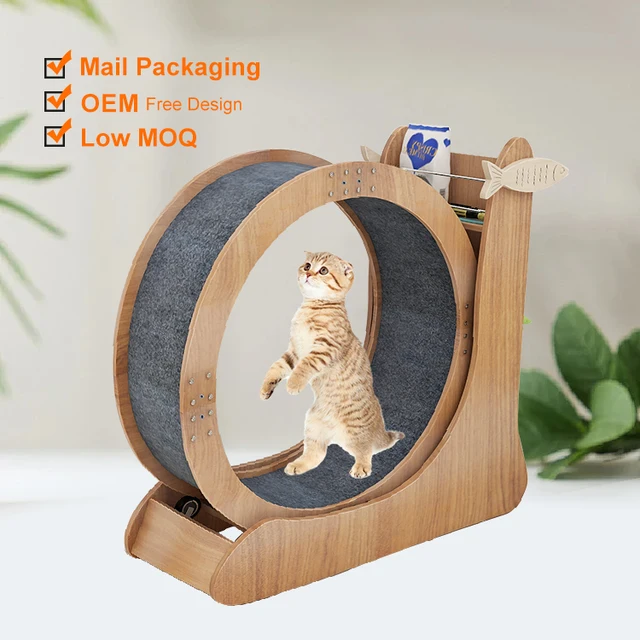 New patented design wooden cat wheel treadmill high quality exercise cat pet  treadmill for cats toy