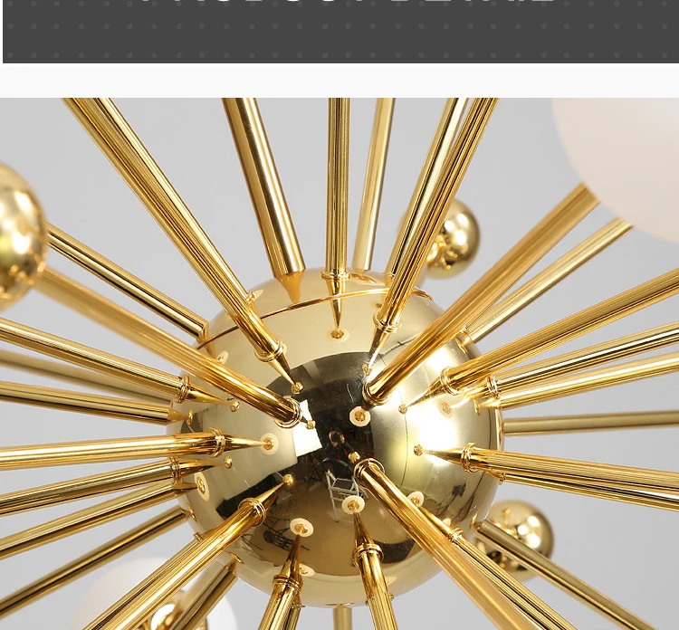 Sputnik Glass Chandelier 12 Lights Plated Gold Color Modern Pendant Lighting Industrial Vintage Light Fixture