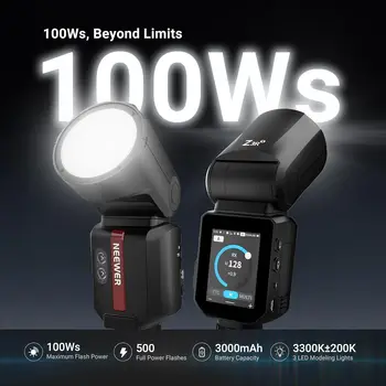 NEEWER Z3RS 100Ws 2.4G Round Head TTL Flash Compatible with Sony Cameras, for ZV1, Speedlite Light with Touchscreen detail image