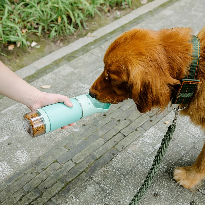 2024 New Design Cute Paw Pattern 18 oz 3 in 1 Pet Customization Water Bottle Feeders with Detachable Dog Bowl for Pets Outdoor