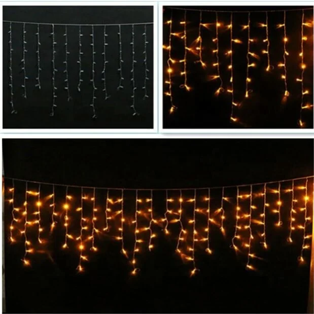 Decor Decorative Hanging Outdoor Icicle String Lights Garland Christmas Warm White Led Falling Icicle Dripping Curtain Backyard