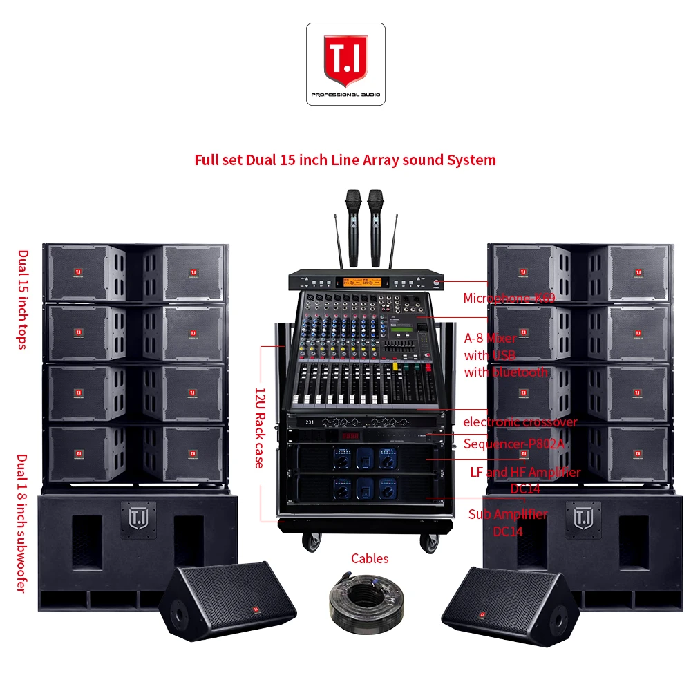VT4889 Dual 15  Inch Three Way Powered Line Array Loudspeaker System Professional Audio Sound Passive Stage Speakers