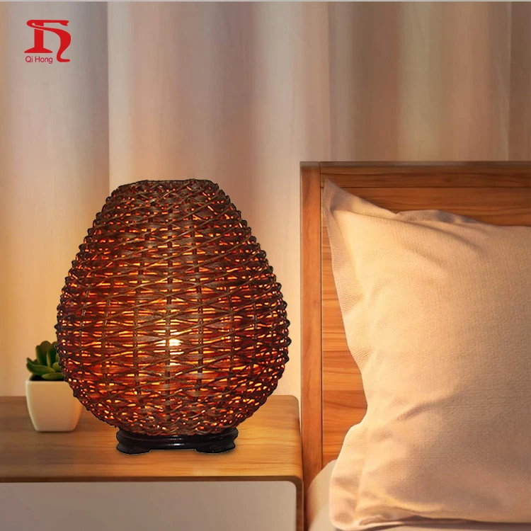 Современная ротанговая, Бамбуковая настольная лампа для домашнего украшения