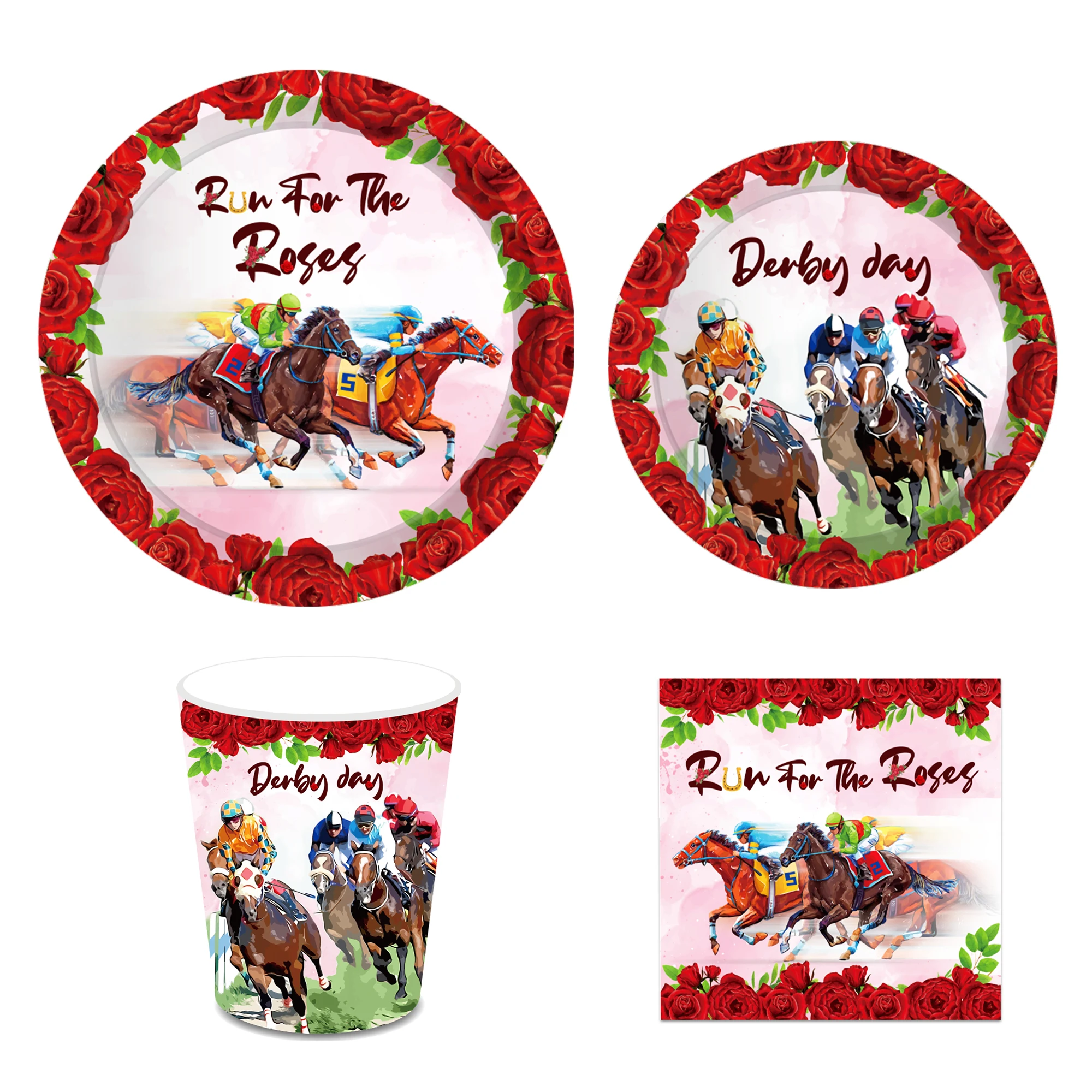 AIBIIN Kentucky Derby Dekorations-Set – Zaunbanner & Verandabanner, Ca. 180x90 Cm, Polyester