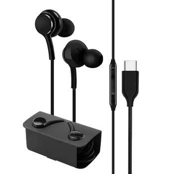 Type C Earphone Headphones in ear Black Headset Note10 Type C Earphone Handfree IG955 for Samsung S20 S24ultra