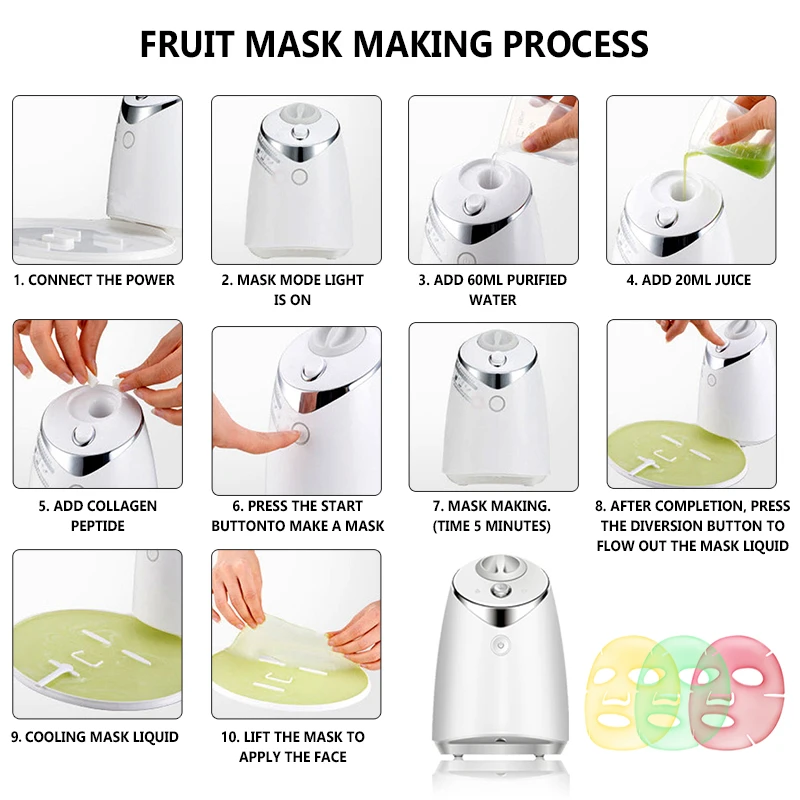 Новинка 2021, косметический крем для лица для домашнего использования, автоматическая машинка для изготовления натуральных коллагеновых масок для лица «сделай сам», машинка для изготовления фруктовых овощей, масок для лица