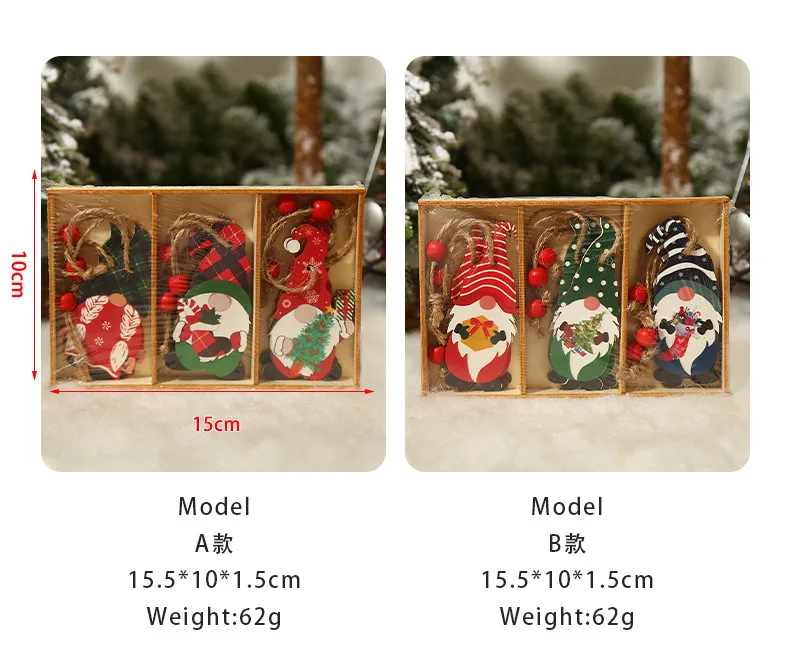 9pcs Navidad 2022 New Year 2023 Gift Christmas Tree Gnomes Wooden Pendants Ornaments Christmas Decorations for Home Noel Deco