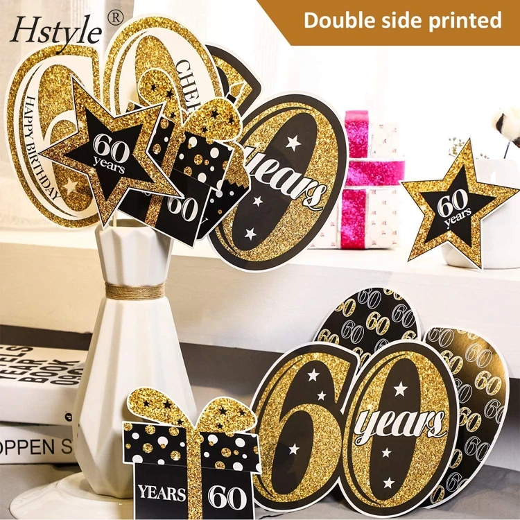 60th Birthday Party Table Centerpiece - Double Golden Glitter 60th-birthday-party-table-centerpiece-double-golden-glitter