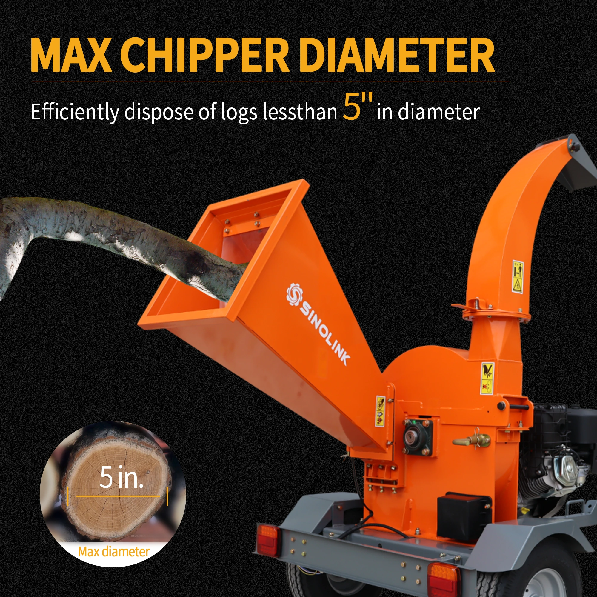 12 Inch Mobile Disc Wood Chipper with 15hp Electric Blade