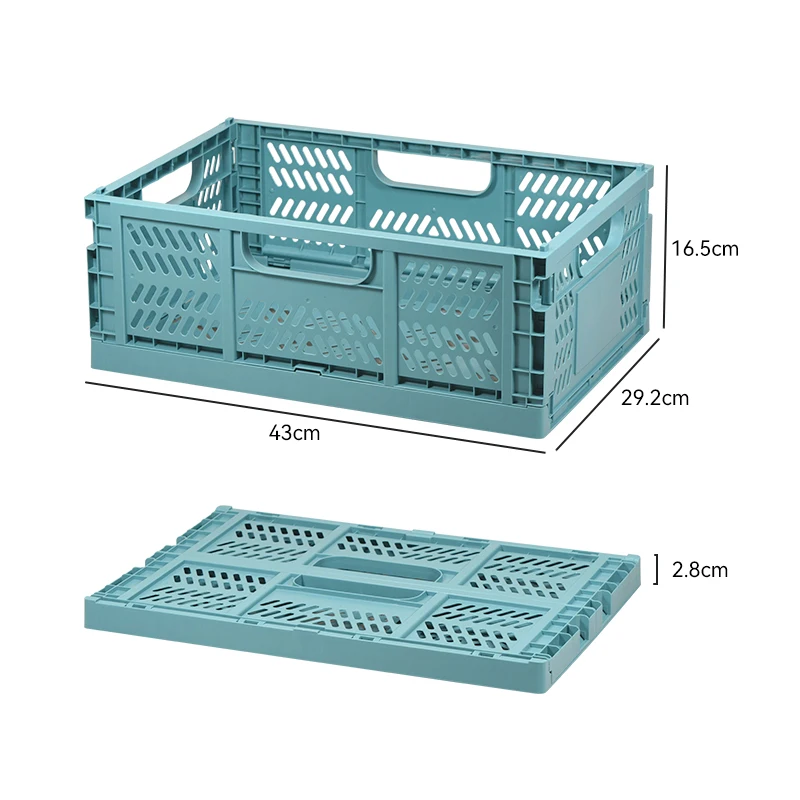 ITEM NO.5006 Wholesale Large Size Folding Plastic Storage Box Desktop Home Sundries Stackable Collapsible Basket With Handle