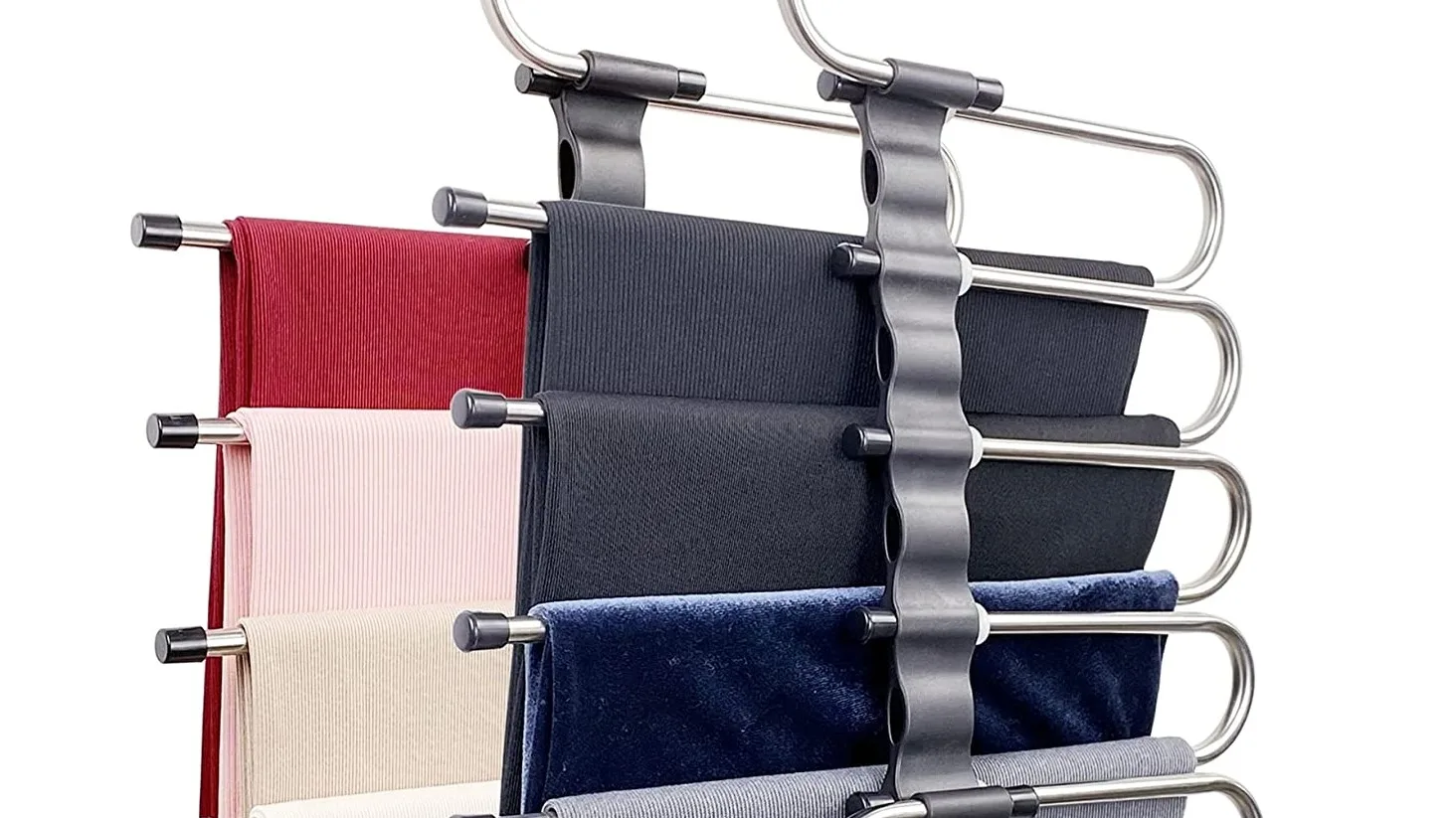 3 Perchas Para Pantalones Plegables (6 En 1) - Ahorran Espacio, Ideales Para Jeans, Bufandas, Toallas…