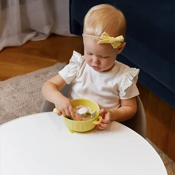 ES-Pro Factory Custom Eco-friendly Non-toxic Food Grade Platinum Silicone Baby Dinner Bowl Baby Silicone Suction Bowl