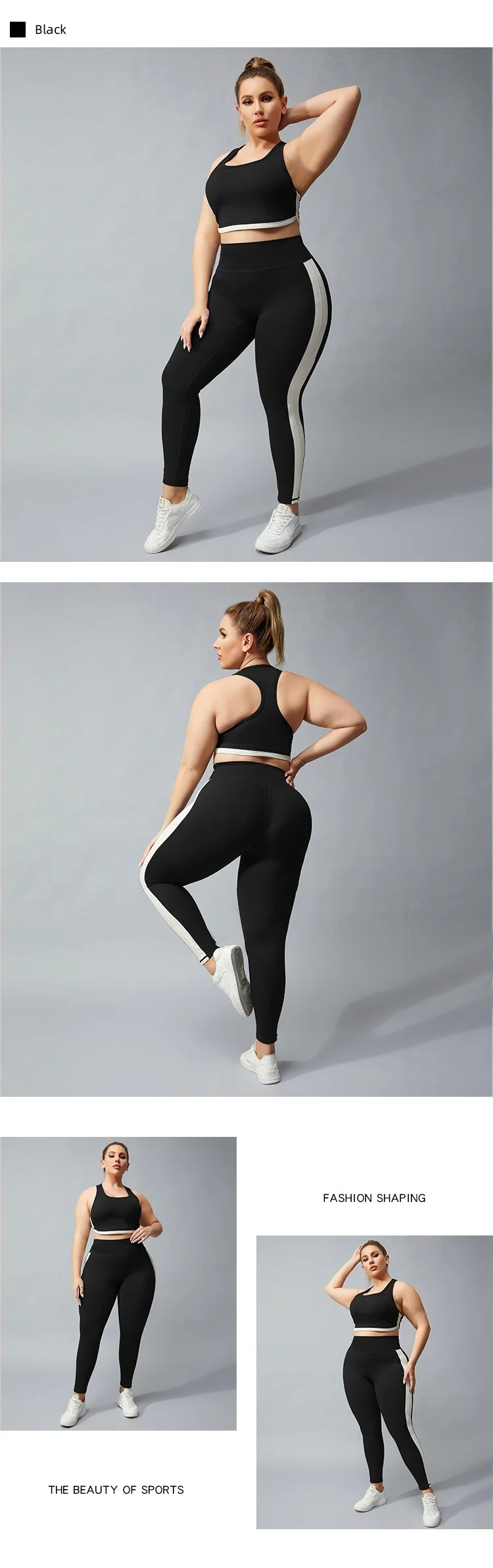 New Custom Activewear Breathable Yoga Wear 4XL Plus Size Fitness Workout 2 Pieces Bra V Shape Legging Set Plus Size Yoga Clothes supplier