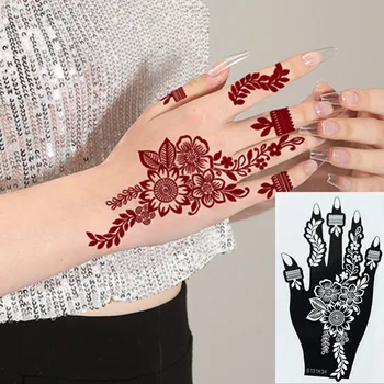 Hollowed-out tattoo template temporary waterproof fashion Henna Paste body paint Hand back finger arm tattoo stencil for women