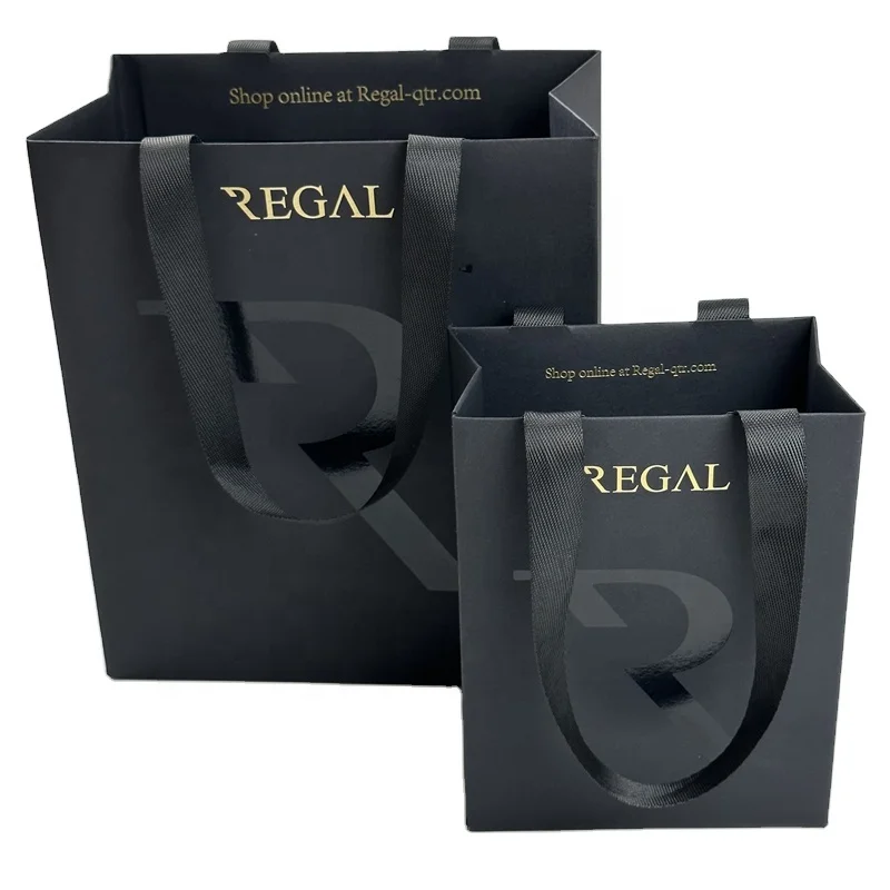 Custom Made Matte Black Kraft Paper Bags for Luxury Brands - Main Image