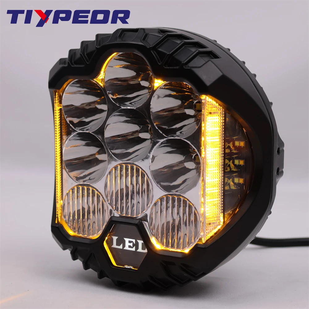 TIYPEOR Front Bumper 5inch Led Headlights 4x4 Lights Offroad Led Spotlight for jeep wrangler Jk Harley Modified Work Lamp DRL factory