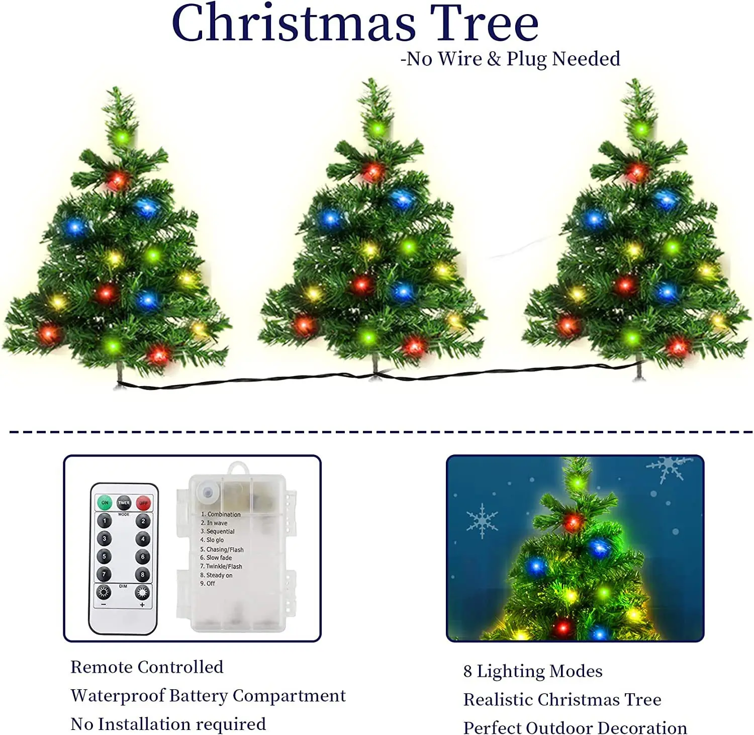 Led Solar Christmas Tree Lights Yard Decoration Ground Insert Lawn