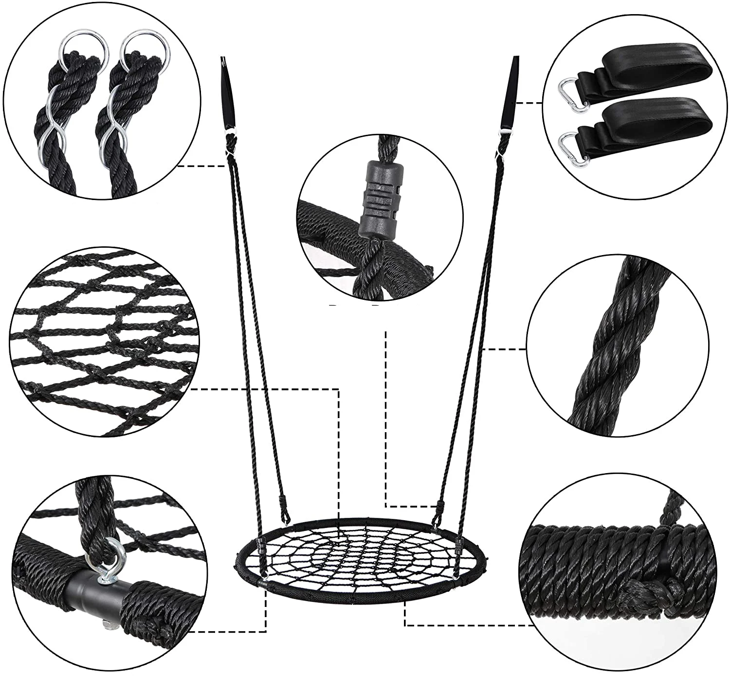 Outdoor 40" Spider Web Tree Net Swing for Kids Round Net Swings Hanging Ropes Web Tire Hanging Tree Circular Flying Saucerfe