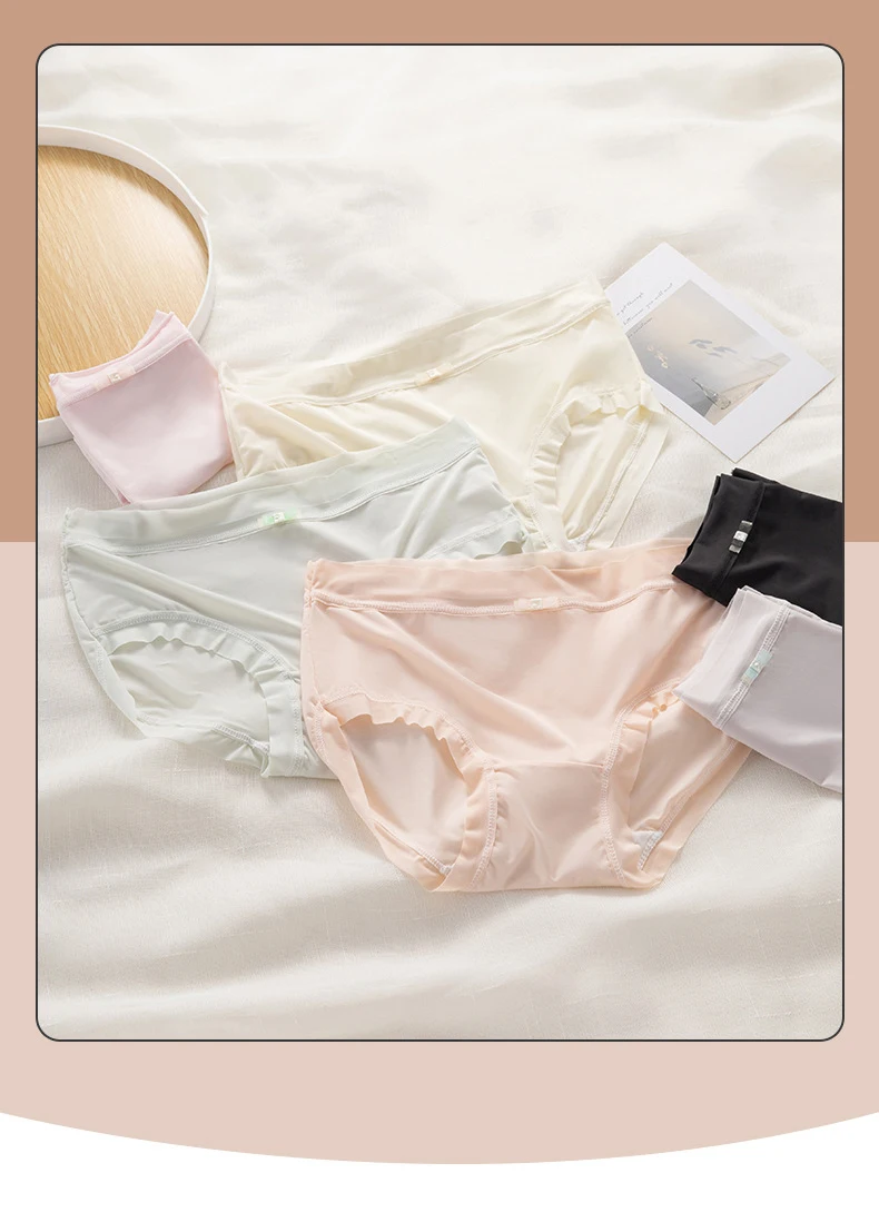 Ladies Summer Breathable Mid Rise Panty Ultra-thin Nylon Ice Silk ...