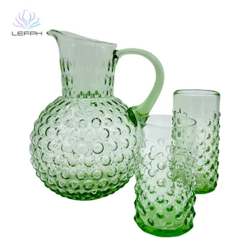 2.1L Handmade Forest Green Glass Kettle Tea & Fruit Infusion Pitcher with cup for Household