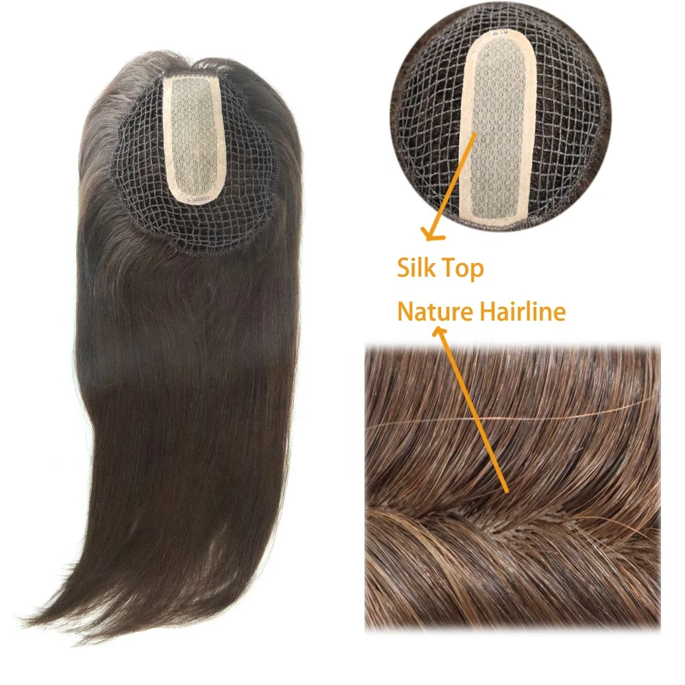 High Quality Integration Fish Net Hair Pieces Woman Toupee Silk Top Topper Chinese Cuticle Remy Human Hair