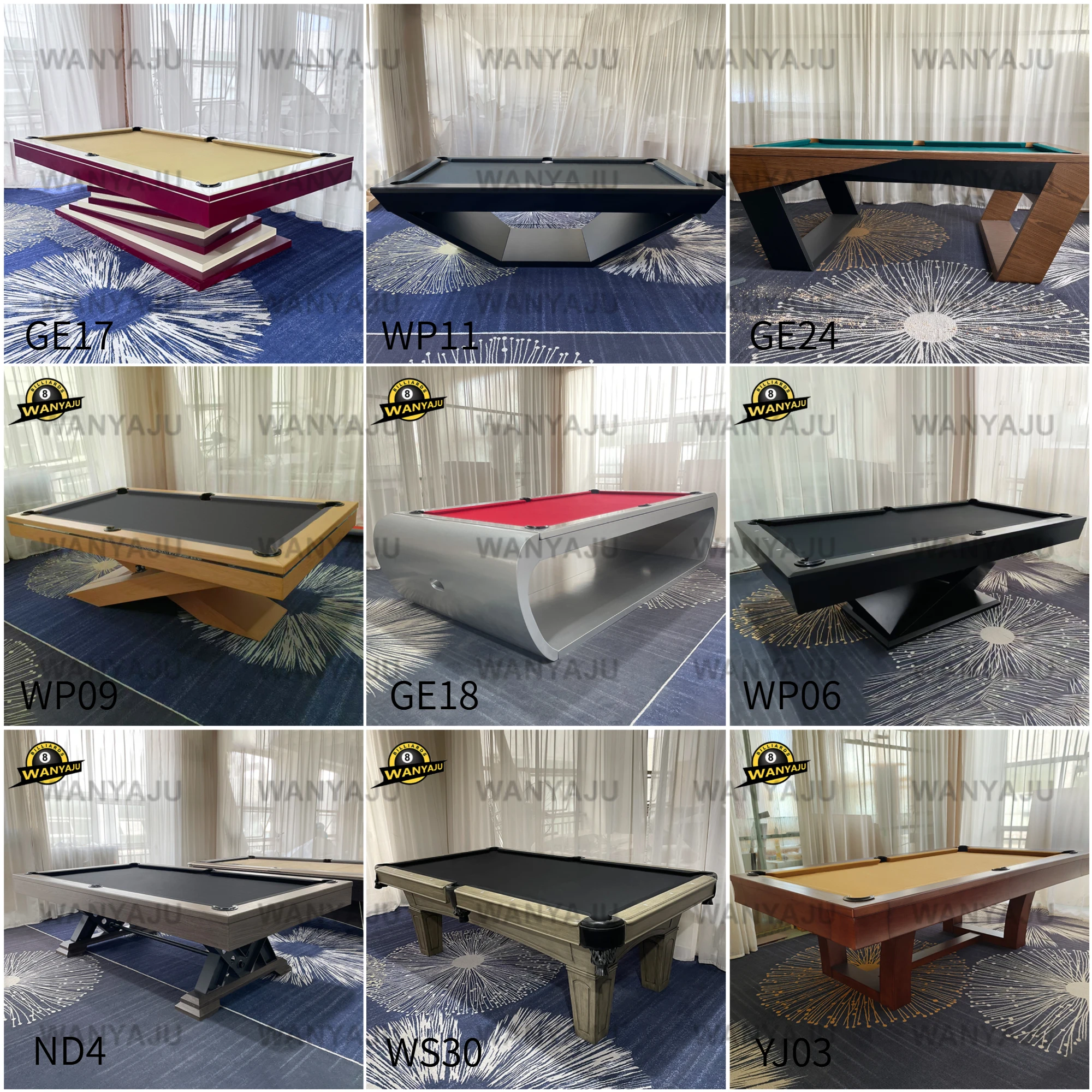 High Quality Billiards Designs Slate Bed Pool Billiard Table for Sale Factory Custom Modern 7ft 8ft 9ft Luxury Billiard Table