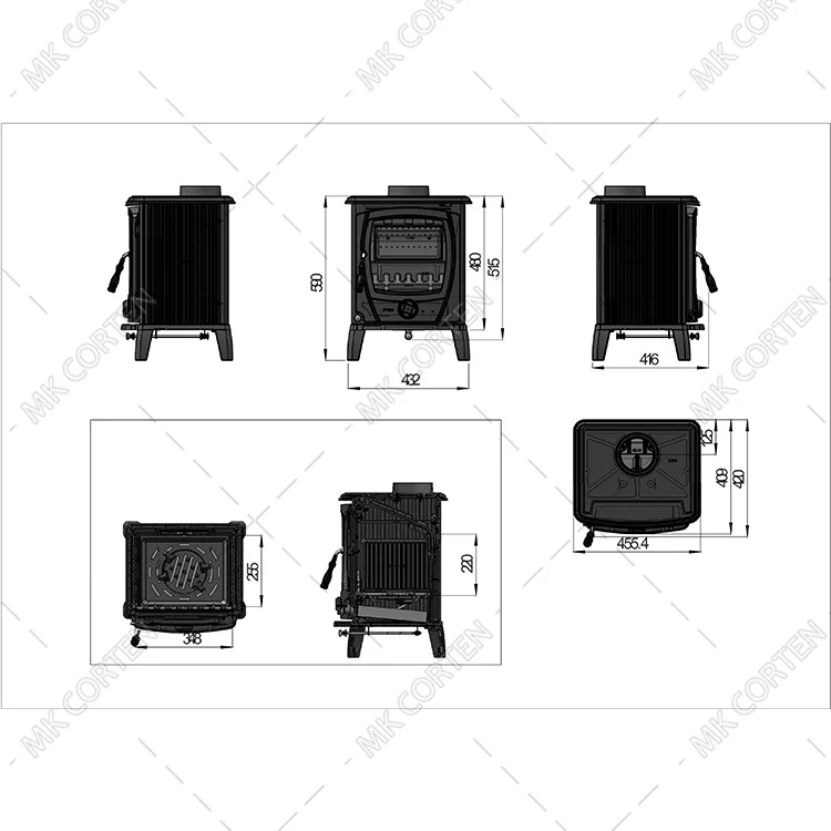 Cast Iron Fireplace Stove Wood Burning Stove Indoor Modern Smokeless 