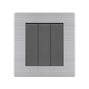 Anglo 86 stainless steel gray aluminum brushed gold decorative panel 3 groups 1 way wall building electrical switch socket