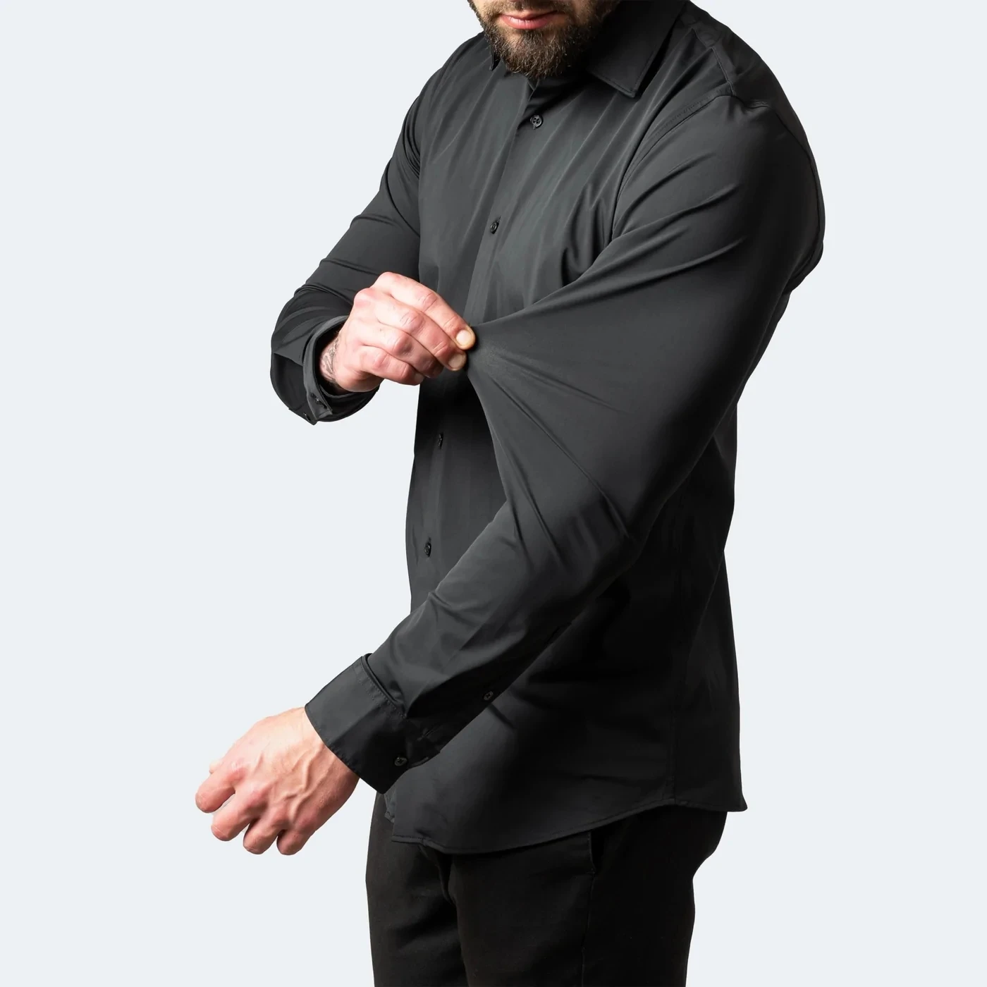 CAMICIA MODA DA UOMO SOTTILE FITTING STANDARD MANICA LUNGA ANTIRUGHE ELASTICIZZATA IN 4 VIE HOLIDAY CASUAL669_voghion.com