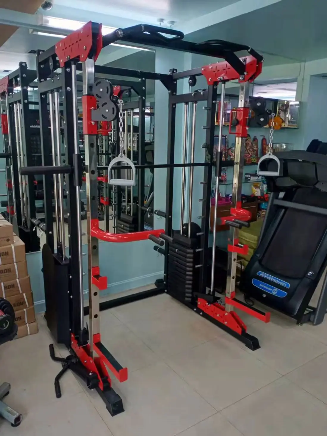 All-In-One Home Gym Equipment Multi-Functional Squat Rack and Smith Machine with Power Rack Exercise Plate and Cable Drive factory