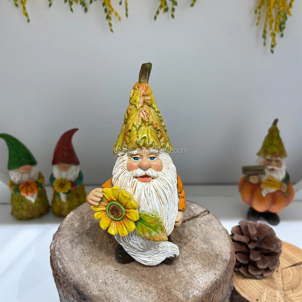 Fall Decoration Resin Pumpkin Garden Gnomes Statue Poly Resin Gnome ...
