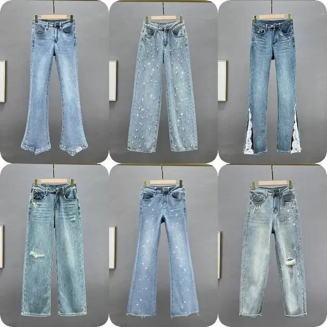 Womens tight fitting denim cotton stretch jeans, Chinese inventory Lot womens long pants, fashionable womens jeans