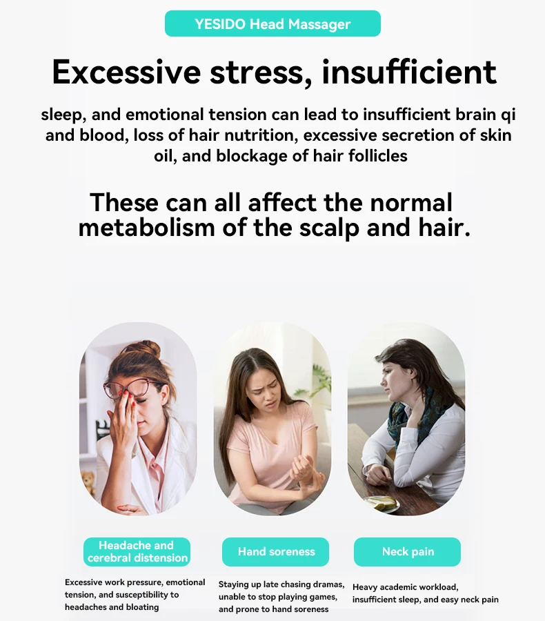 Yesido IPX7 Waterproof Performance EMS Low Frequency Massage Red Light Irradiation Head Massager