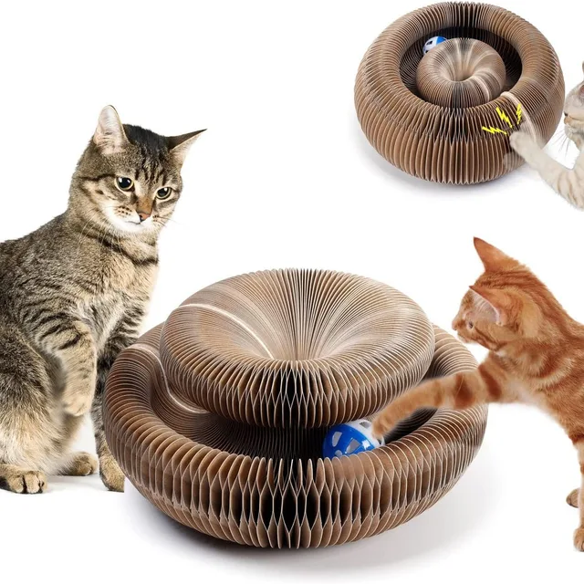 Magic Organ Luxury Foldable Cat Scratcher Toy Bell Ball Durable Recyclable Convenient Scratch Board Cat Accessories Carton