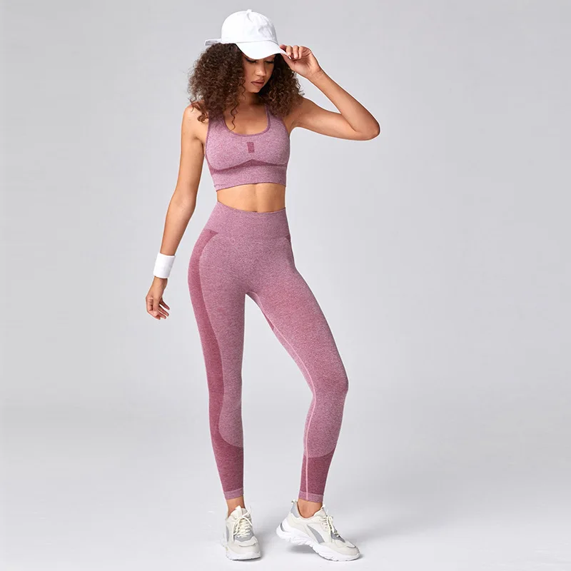 Conjuntos de Sujetador y Pantalones de Yoga Sin Costuras para Mujeres Tallas Grandes Shorts de Yoga Set Gimnasio Fitness Leggings Ropa Deportiva