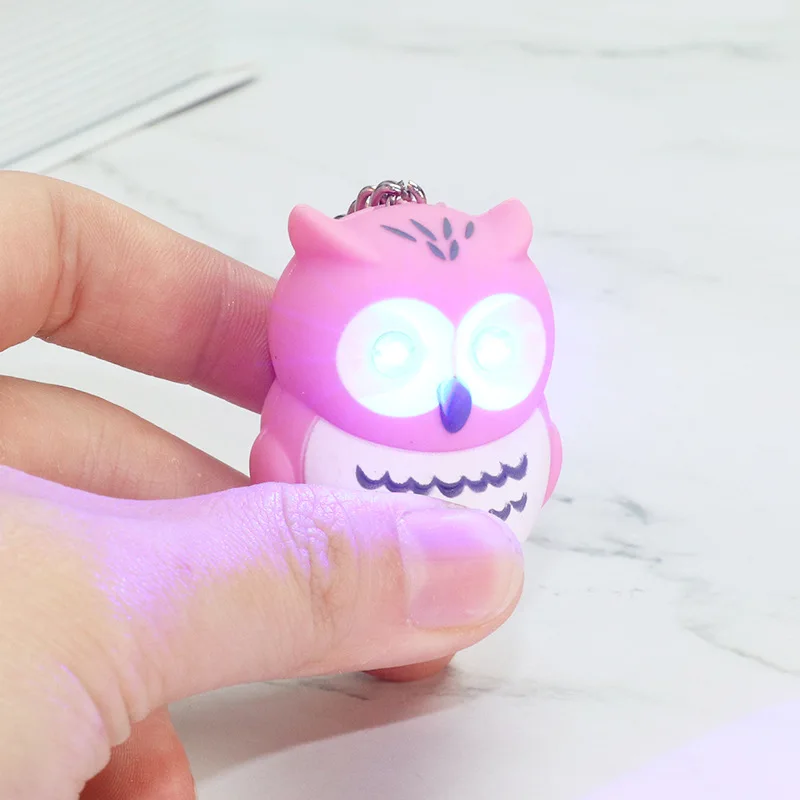 Wholesale LED Owls Keychain with Sound luminous Key rings Voice Glowing  Pendant Flash Key Ring Novelty Lighting toys Children Gift From  m.