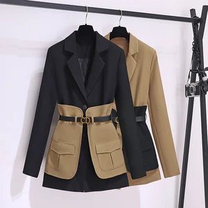 Wholesale 2026 Autumn and Winter New French Retro Color Blocking Suit Coat Temperament British Fashion Casual Suit Coat