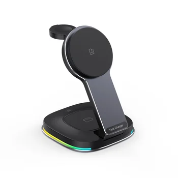3 in 1 Foldable Wireless Charging Cell Phone Station 15W For iWatch Adjustable Magnetic Desktop Holder Wireless Charger