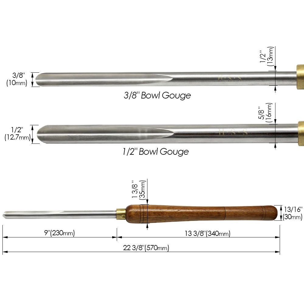 Wood Carving Gouge, Bowl Gouge HSS Woodturning Tools 1/2 & 3/8 V-shaped  Flute Woodworking Spindle Roughing Turning Chisels For Wood Lathe (Color 