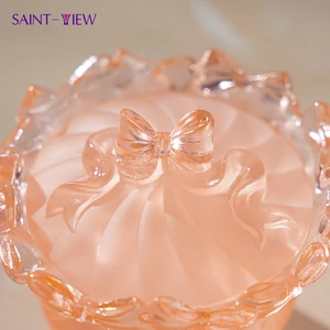 Ribbon Crystal Glass Sugar Bowl Jar Kitchen Wedding Items Home Products Dining Table Dessert Container