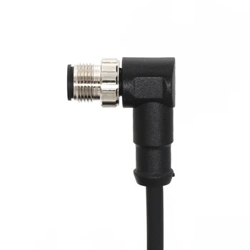 KRONZ M1203MA-5 SOOK Pre-assembled Connector 5 M Cable Length Angled PVC Black Shielded Assembly M12 3 Pin Male Connectors