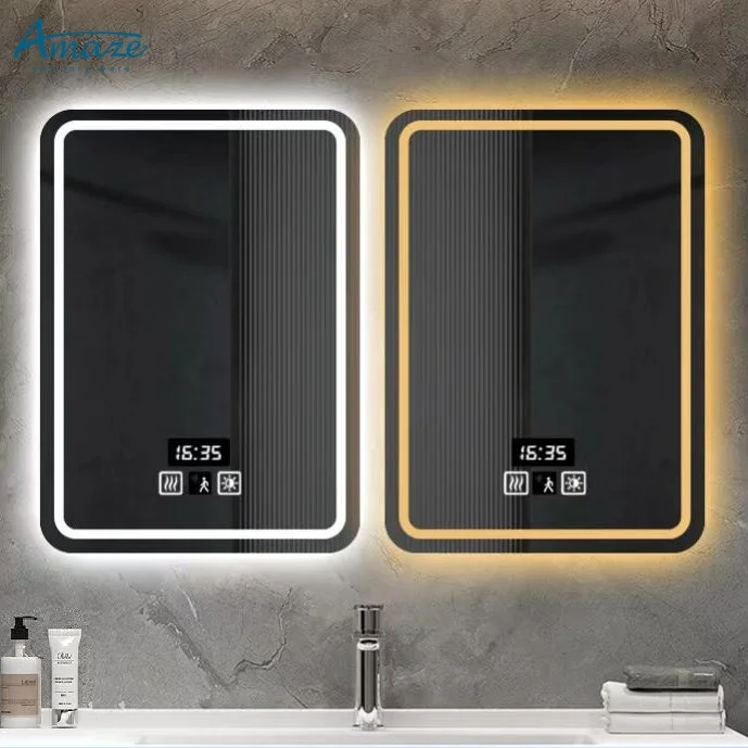 Modern bathroom multi-functional smart mirror hotel rectangular wall-mounted LED intelligent mirror