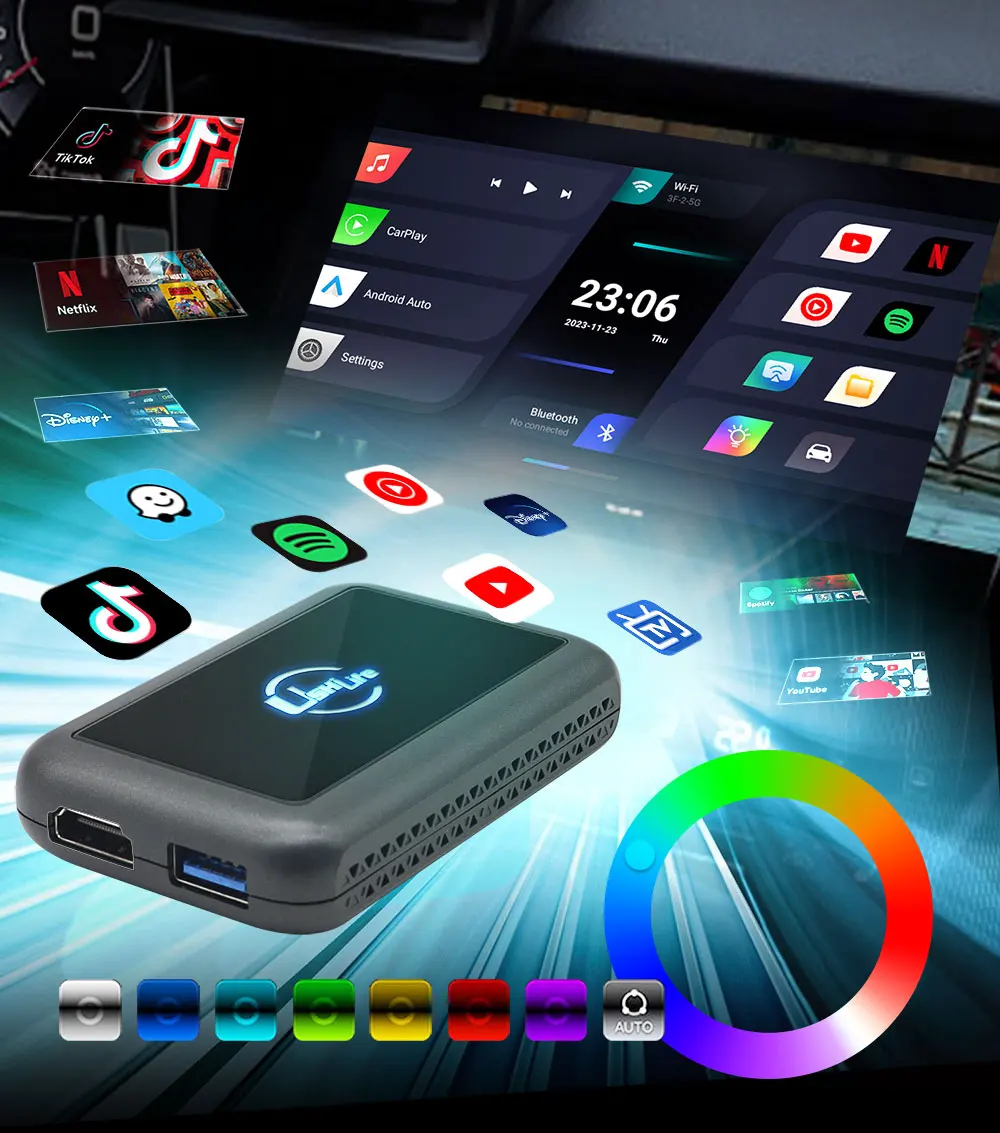 Carplay Smart Ai Box Black Universal Travel Adapter Hdmi Output Car