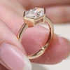 Bague en or massif 14 carats avec diamant moissanite véritable