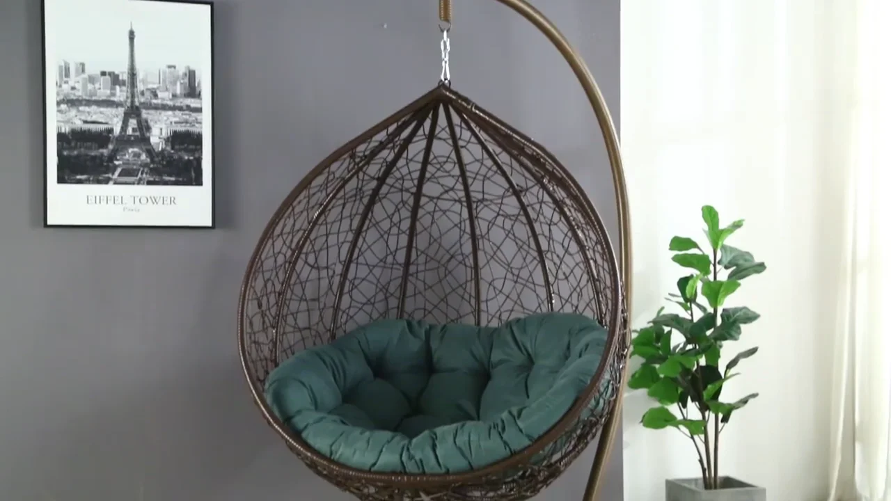 Indoor Water Drop Shaped Swing Chair Rattan Patio Swing Garden Weave