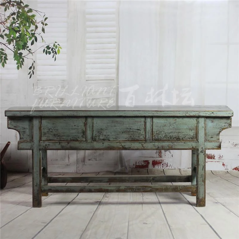 Entryway Classic Country Style Alter Table Vintage Antique Reproduction Distressed Reclaimed Wood Console Table
