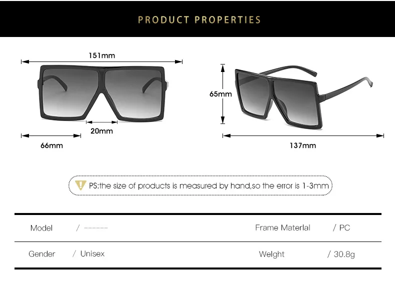 2022 Trendy Fashion Trending Flat Top Cheap Big Square Sun Glasses ...