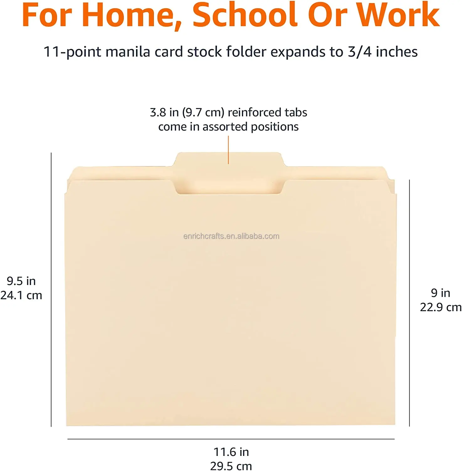 Enriching 100 Count Classic Manila Reinforced 1/3cut Tabs Letter Size