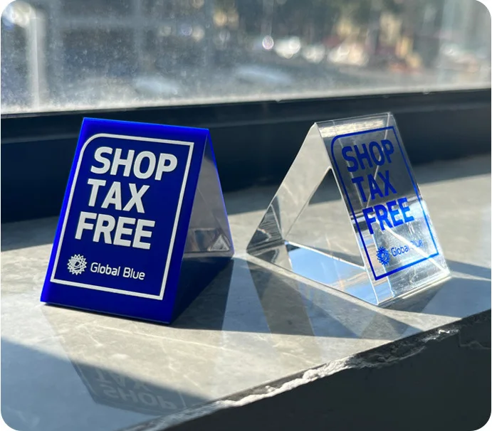 Custom Advertising Display Stand Acrylic Triangle Display Block OEM/ODM Tabletop Display Accessories Glass Block