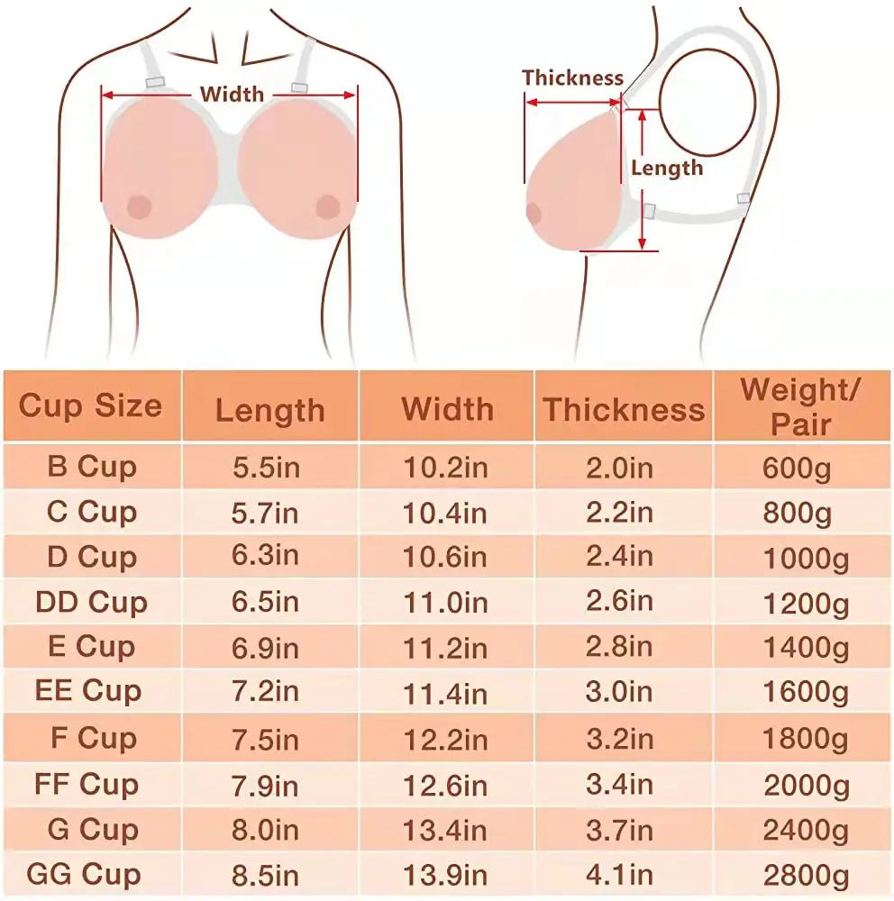 Feminique Silicone Breast Forms for Mastectomy, B Cup (600g) Suntan 